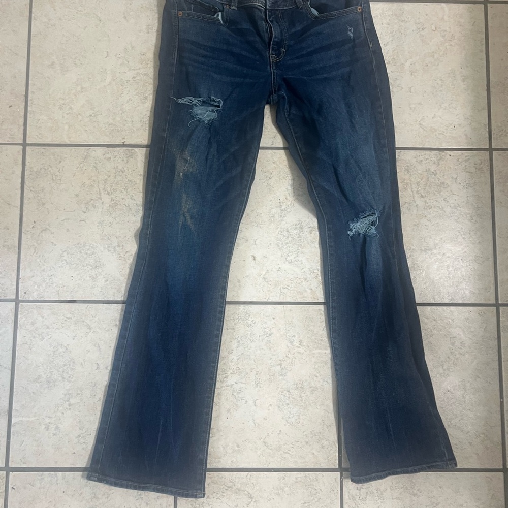 American Eagle Women's Distressed Bootcut Blue Jeans, size 10